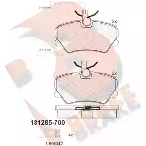 Тормозные колодки, дисковые, комплект R BRAKE 23 169 RB1285-700 23170 4389154 изображение 0