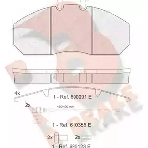 Тормозные колодки, дисковые, комплект R BRAKE 4389288 2 9131 RB1405-122 29156
