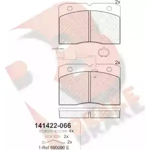Тормозные колодки, дисковые, комплект R BRAKE 2 1048 RB1422 4389306 29140 изображение 0