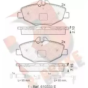 Тормозные колодки, дисковые, комплект R BRAKE 23 428 4389404 23743 RB1527 изображение 0