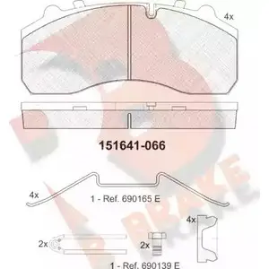 Тормозные колодки, дисковые, комплект R BRAKE 4389544 RB1641 2915 4 BYG35V