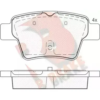 Тормозные колодки, дисковые, комплект R BRAKE 4389658 2 4150 RB1729 D1621-8833 изображение 0