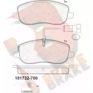 Тормозные колодки, дисковые, комплект R BRAKE 4389663 2 0261 RB1732-700 24294 изображение 0