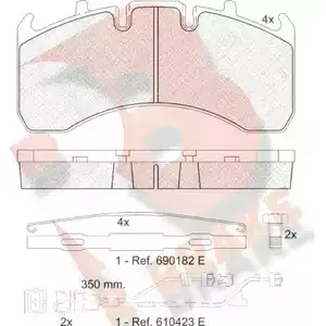 Тормозные колодки, дисковые, комплект R BRAKE RB1842-122 UOA1F9 4389797 291 69 изображение 0