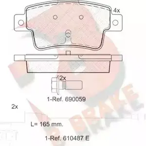 Тормозные колодки, дисковые, комплект R BRAKE RB1968 4389946 2535 7 25451