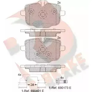 Тормозные колодки, дисковые, комплект R BRAKE 4389992 25636 RB2005-202 247 04 изображение 0