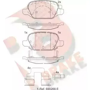 Тормозные колодки, дисковые, комплект R BRAKE 4390138 25411 RB2128 2541 0 изображение 0