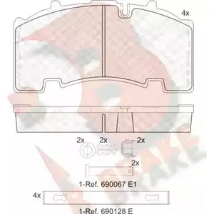Тормозные колодки, дисковые, комплект R BRAKE 29264 2917 1 RB2135-066 4390148