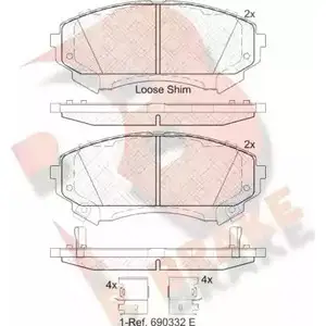 Тормозные колодки, дисковые, комплект R BRAKE 4390153 RB2140 249 40 24941 изображение 0