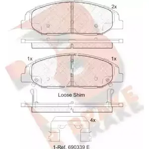 Тормозные колодки, дисковые, комплект R BRAKE 4390154 2493 7 24938 RB2141