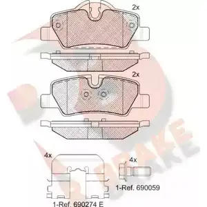 Тормозные колодки, дисковые, комплект R BRAKE RB2190 25981 259 80 4390211 изображение 0
