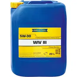Моторное масло синтетическое легкотекучее WIV III SAE 5W-30, 20 л RAVENOL 111112002001999 4014835723122 0 YL8S 9990712 изображение 0