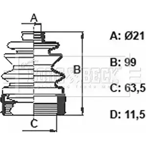 Пыльник шруса, ремкомплект BORG & BECK BCB6394 54480246 LBLAQKG A63 Q2V
