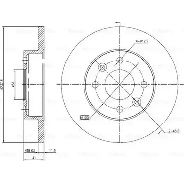 Тормозной диск Bosch DFD4 705 M7DJNHH 0 986 BB4 294 61311108 изображение 0