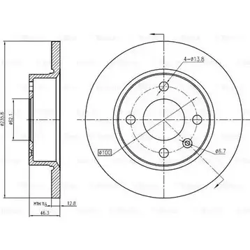 Тормозной диск Bosch 0 986 BB4 356 DF D4322 61739830 88QOX2F