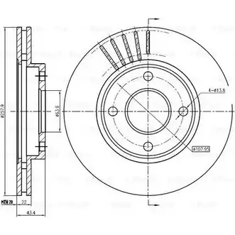 Тормозной диск Bosch A7S0C DFD534 4 134278417 0 986 BB4 328