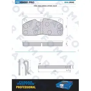 Тормозные колодки, дисковые, комплект FOMAR FRICTION 29 302 FO 494881 160820103 KZRGNQ изображение 0