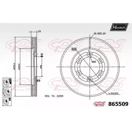 Тормозной диск MAXTECH TFDYK 192618963 8 65509 865509.6880 изображение 0