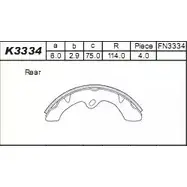 Тормозные колодки, комплект ASIMCO W3DM61 K3334 G 7UWR7R 660096058