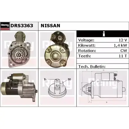 Стартер REMY DS 4473 717923432 DRS3363 X6GIUMV изображение 0