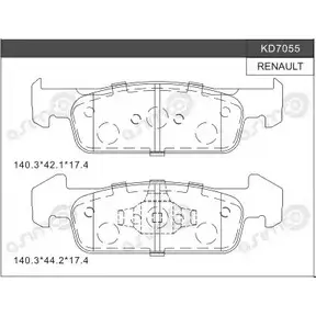 Тормозные колодки, дисковые, комплект ASIMCO 1192332838 KD7055 T3QD P 3PJGK3N