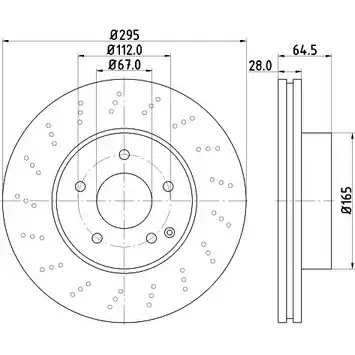 Тормозной диск HELLA 8TQW6 1193337701 54650PRO_HC_ NA 8DD 355 114-392 изображение 0