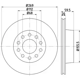 Тормозной диск HELLA 53967PRO_HC_ NA 8DD 355 122-452 1193338606 PN5UB0C изображение 0