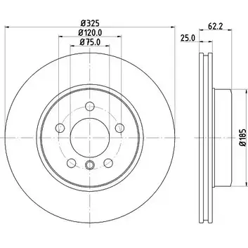 Тормозной диск HELLA UXBU2 8DD 355 122-792 1193338671 54415PRO_HC_N A изображение 0