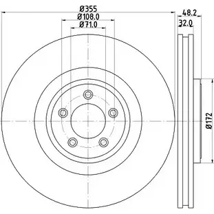 Тормозной диск HELLA 1193338726 54863PR O_HC_NA GEHBWG5 8DD 355 123-072 изображение 0