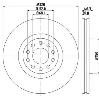 Тормозной диск HELLA 1193338846 AXDLOA 8DD 355 124-191 50316-A 1 изображение 0