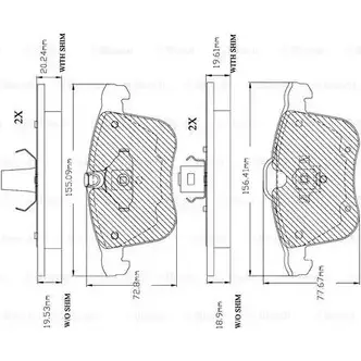Тормозные колодки, дисковые, комплект Bosch BA 1257 1193532166 8376-D1257 F 03A 150 030