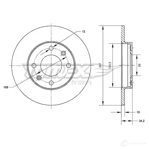 Тормозной диск TOMEX BRAKES KAJ 4V 1437836566 tx7050 изображение 0