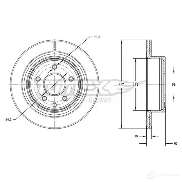 Тормозной диск TOMEX BRAKES tx7172 1437836663 0LEW KGL