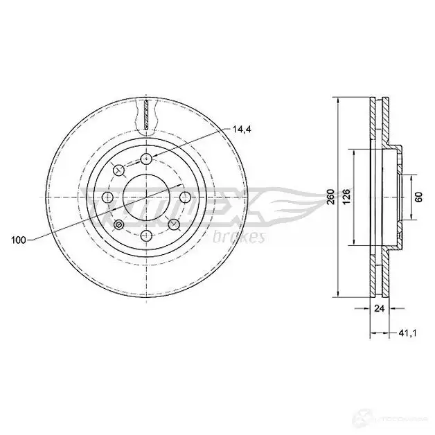 Тормозной диск TOMEX BRAKES tx7073 K8 BB2Q 1437836669