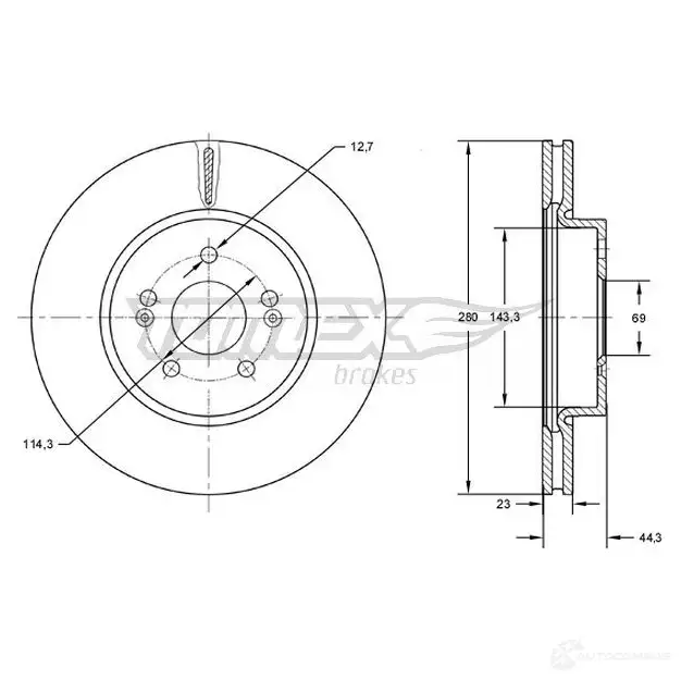 Тормозной диск TOMEX BRAKES tx7267 Y7P2Z T 1437836678