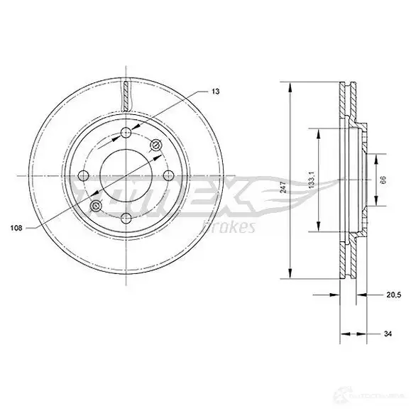 Тормозной диск TOMEX BRAKES tx7064 GLY7N4 Z 1437748117