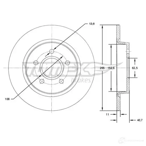 Тормозной диск TOMEX BRAKES 3O4RB K 1437748097 tx7194