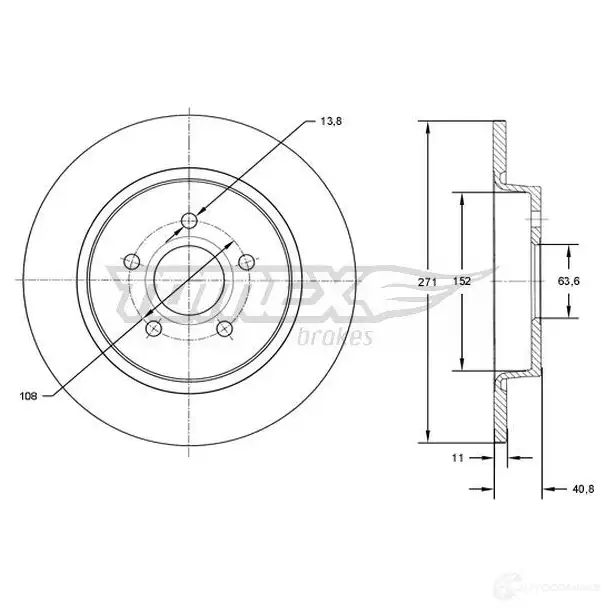 Тормозной диск TOMEX BRAKES 1437748102 tx7298 4O X8Q