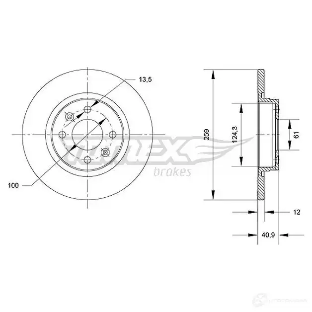 Тормозной диск TOMEX BRAKES 1437748077 DW 1KA tx7076