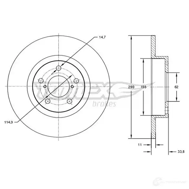 Тормозной диск TOMEX BRAKES 1437836679 tx7286 PKPB C