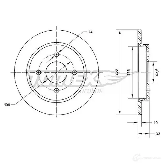 Тормозной диск TOMEX BRAKES 1437747968 OGYO Z tx7047 изображение 0