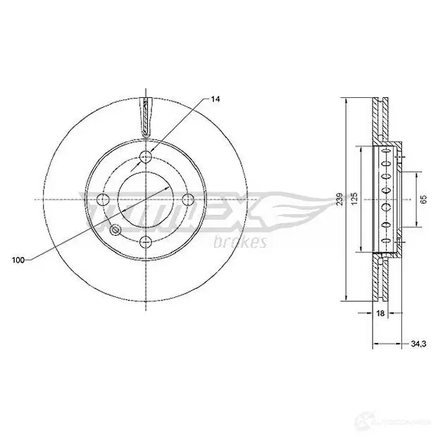 Тормозной диск TOMEX BRAKES QP XCE 1437748001 tx7020