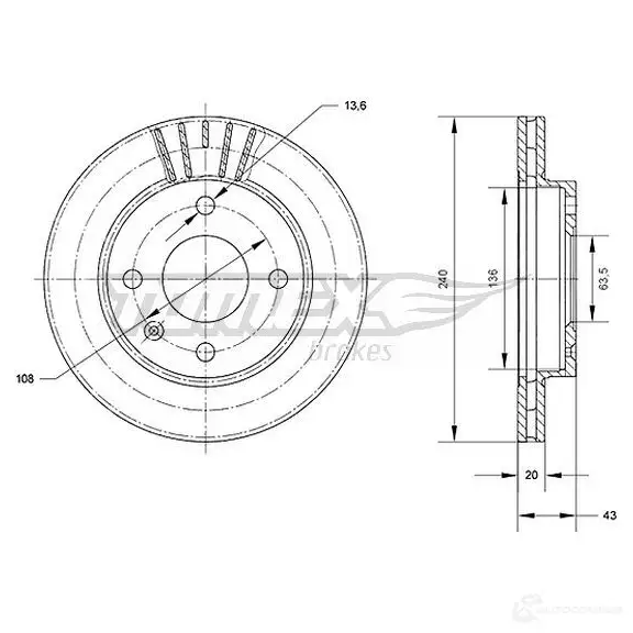 Тормозной диск TOMEX BRAKES ASTIO CA tx7040 1437748067