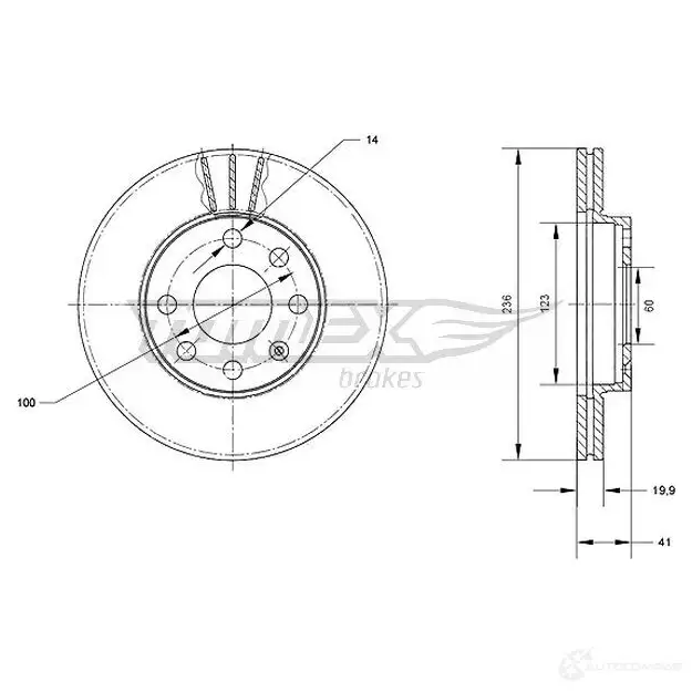 Тормозной диск TOMEX BRAKES 6EHY ZF tx7008 1437748046 изображение 0