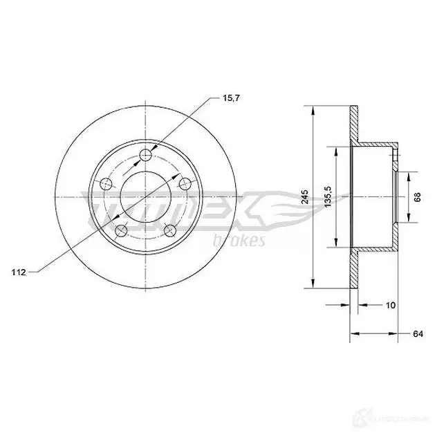 Тормозной диск TOMEX BRAKES 1437748049 tx7002 B OAB39G