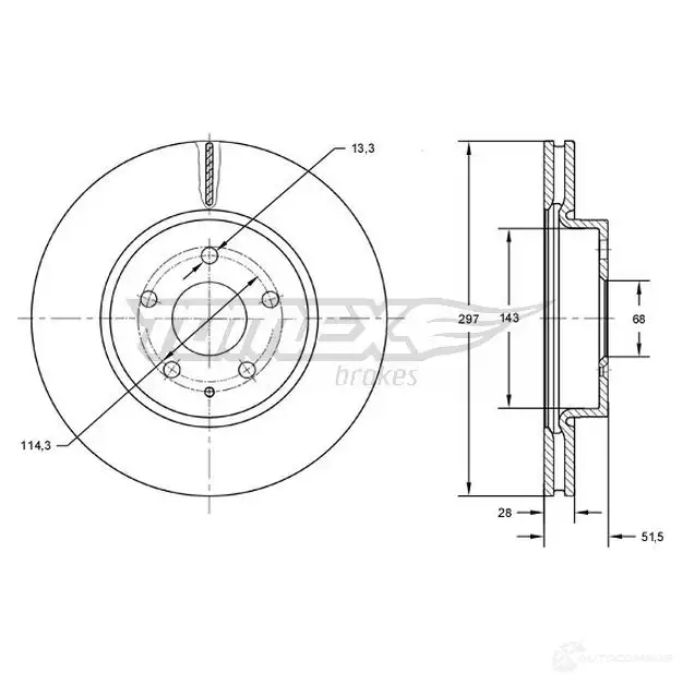 Тормозной диск TOMEX BRAKES 7R 2R3 1437836837 tx7277
