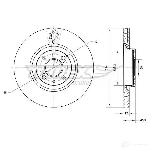 Тормозной диск TOMEX BRAKES 7Y JSK tx7083 1437836831