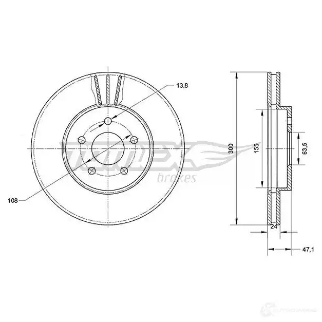 Тормозной диск TOMEX BRAKES WDVM S4S tx7044 1437836835