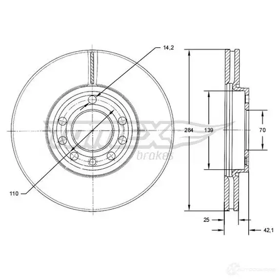 Тормозной диск TOMEX BRAKES tx7130 1437836796 80 H91