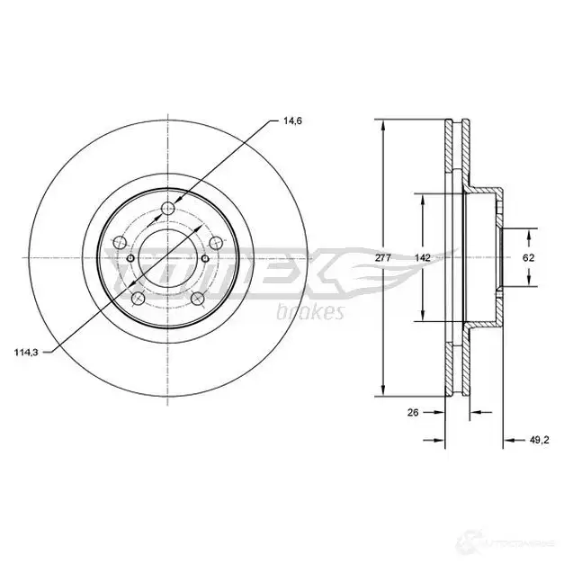 Тормозной диск TOMEX BRAKES tx7283 1437836810 O0 MIT80